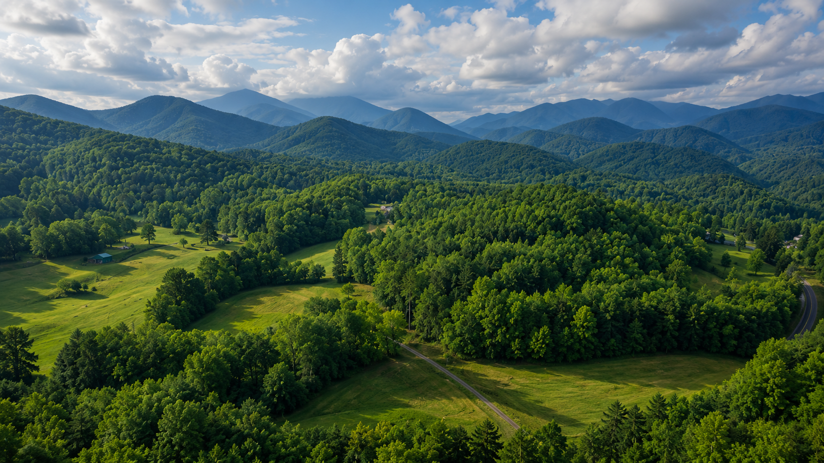 Aerial view of the North Georgia mountains around Blairsville
